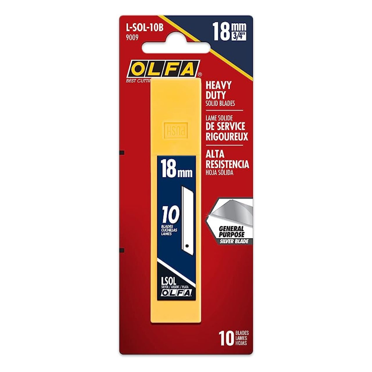 OLFA 18mm Heavy Duty Utility Knife Replacement Blades 10 Blades 9009 (L-SOL-10B)