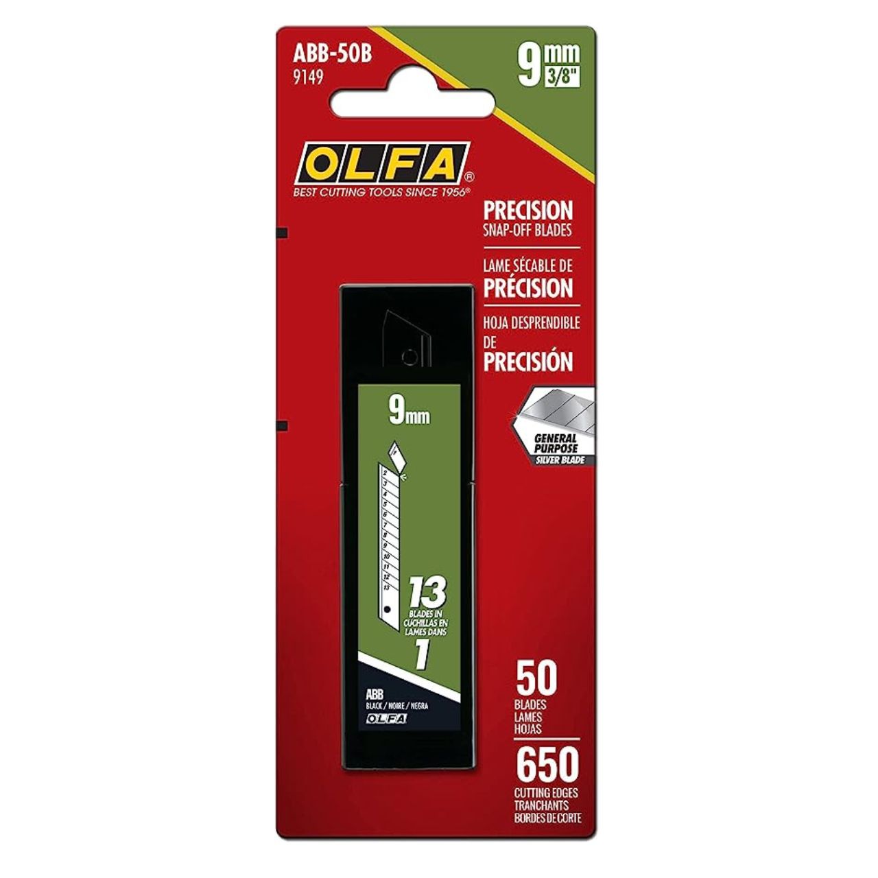 Olfa ABB-50B Ultra Max Carbon Steel Blade 9149 (50 pack) (Black blade)